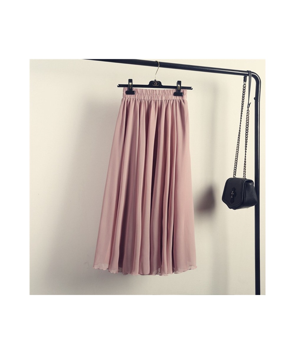 Korean 3 Layer Chiffon Maxi Skirts Womens Japanese Harajuku High Waist Beach Pleated Long Skirts Saias XS-XL Spring Autumn $4...