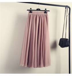 Korean 3 Layer Chiffon Maxi Skirts Womens Japanese Harajuku High Waist Beach Pleated Long Skirts Saias XS-XL Spring Autumn $4...