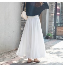 Korean 3 Layer Chiffon Maxi Skirts Womens Japanese Harajuku High Waist Beach Pleated Long Skirts Saias XS-XL Spring Autumn $4...