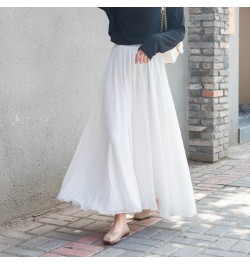 Korean 3 Layer Chiffon Maxi Skirts Womens Japanese Harajuku High Waist Beach Pleated Long Skirts Saias XS-XL Spring Autumn $4...