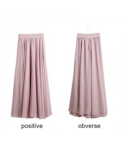 Korean 3 Layer Chiffon Maxi Skirts Womens Japanese Harajuku High Waist Beach Pleated Long Skirts Saias XS-XL Spring Autumn $4...