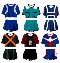 Anime My Hero Academy Cosplay Costume OCHACO URARAKA Todoroki Shoto Bakugou Katsuki Girls Sexy club outfits Two Piece Set Wom...