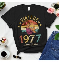 Vintage 1977 Limited Edition Black Cotton T Shirts Women Retro Summer Fashion 46th 46 Years Old Birthday Party Tshirt Ladies ...