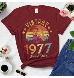 Vintage 1977 Limited Edition Black Cotton T Shirts Women Retro Summer Fashion 46th 46 Years Old Birthday Party Tshirt Ladies ...