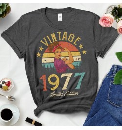 Vintage 1977 Limited Edition Black Cotton T Shirts Women Retro Summer Fashion 46th 46 Years Old Birthday Party Tshirt Ladies ...