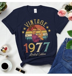 Vintage 1977 Limited Edition Black Cotton T Shirts Women Retro Summer Fashion 46th 46 Years Old Birthday Party Tshirt Ladies ...