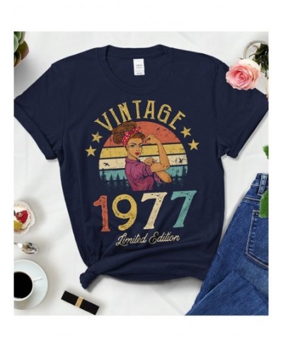 Vintage 1977 Limited Edition Black Cotton T Shirts Women Retro Summer Fashion 46th 46 Years Old Birthday Party Tshirt Ladies ...