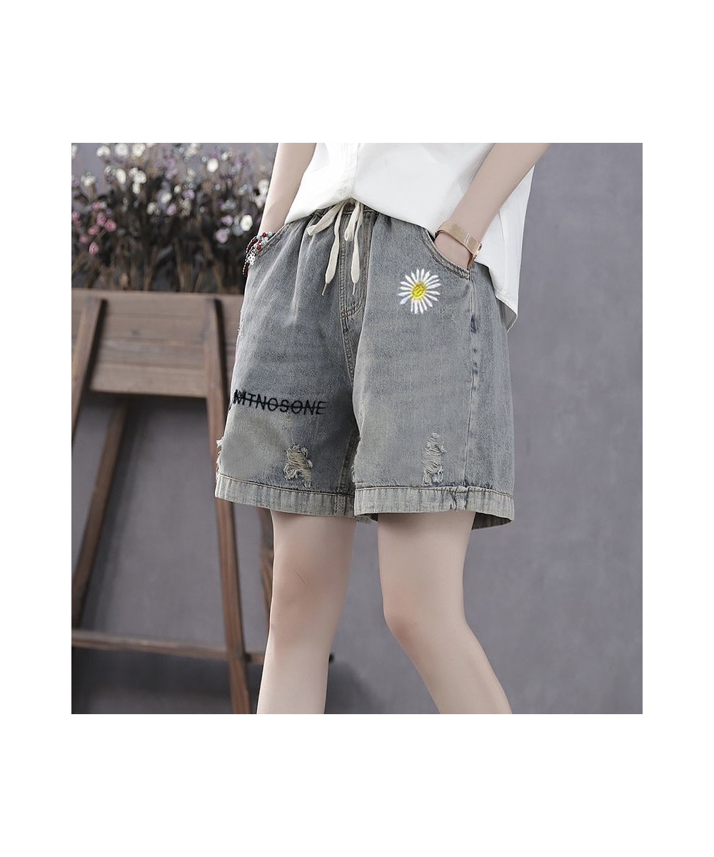 Women's Embroidery of High Waist Denim Shorts Korean Fashion Streetwear Shorty Sexy Woman Clothes for Teen Girls Womens $39.4...