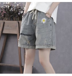 Women's Embroidery of High Waist Denim Shorts Korean Fashion Streetwear Shorty Sexy Woman Clothes for Teen Girls Womens $39.4...