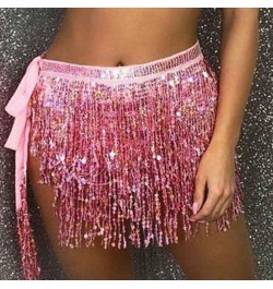 Women Boho Fringe Skirt Sexy Sequin Tassel Belly Dance Hip Scarf Rave Wrap Skirt Belt Performance Custume Skirt 2023 $24.40 -...