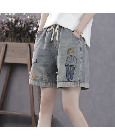 Women's Embroidery of High Waist Denim Shorts Korean Fashion Streetwear Shorty Sexy Woman Clothes for Teen Girls Womens $39.4...