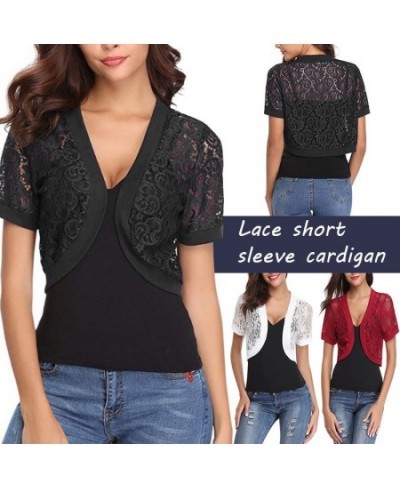 Lady Short Cardigan Fashion Small Coat Women Summer Casual Thin Lace Shawl Wrap Short Sleeve Bolero Jacket Shrug $23.49 - Swe...