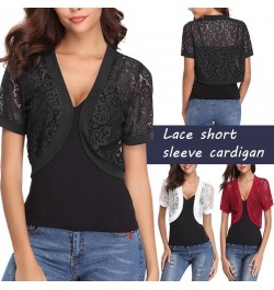 Lady Short Cardigan Fashion Small Coat Women Summer Casual Thin Lace Shawl Wrap Short Sleeve Bolero Jacket Shrug $23.49 - Swe...