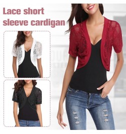 Lady Short Cardigan Fashion Small Coat Women Summer Casual Thin Lace Shawl Wrap Short Sleeve Bolero Jacket Shrug $23.49 - Swe...