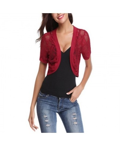 Lady Short Cardigan Fashion Small Coat Women Summer Casual Thin Lace Shawl Wrap Short Sleeve Bolero Jacket Shrug $23.49 - Swe...