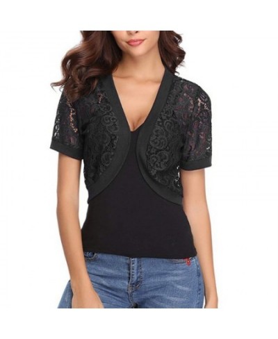 Lady Short Cardigan Fashion Small Coat Women Summer Casual Thin Lace Shawl Wrap Short Sleeve Bolero Jacket Shrug $23.49 - Swe...