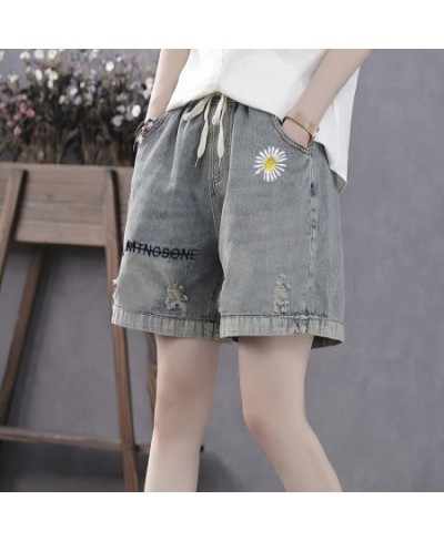 Women's Embroidery of High Waist Denim Shorts Korean Fashion Streetwear Shorty Sexy Woman Clothes for Teen Girls Womens $39.4...