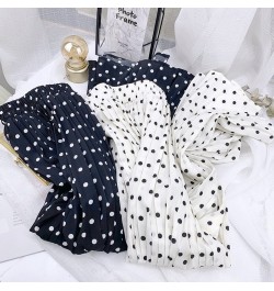 Ladies White Black Polka Dot Midi Skirts Casual Spring Summer Chiffon Pleated High Waist Mid Calf Women Longa Saia $37.42 - S...