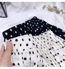 Ladies White Black Polka Dot Midi Skirts Casual Spring Summer Chiffon Pleated High Waist Mid Calf Women Longa Saia $37.42 - S...