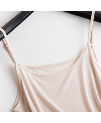 50% Natural silk plus size camisoles for women lingerie top sexy femme undershirt women tank top Camis white halter top $29.5...