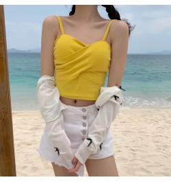 Camis Women Solid Criss-Cross Crop Tops Shape Tanks Women Korean Style Fashion Basic Backless Sleeveless Tees Summer Chic $20...