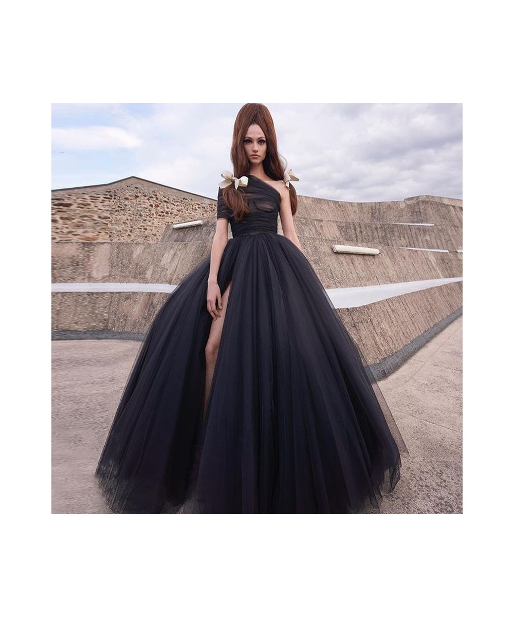 Extra Puffy Black Maxi Skirt Tulle Lush 9 Layers Long Prom Skirts for Women High Slit Ball Gown Wedding Skirt Custom Made $10...