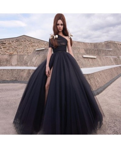 Extra Puffy Black Maxi Skirt Tulle Lush 9 Layers Long Prom Skirts for Women High Slit Ball Gown Wedding Skirt Custom Made $10...