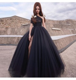 Extra Puffy Black Maxi Skirt Tulle Lush 9 Layers Long Prom Skirts for Women High Slit Ball Gown Wedding Skirt Custom Made $10...