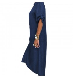 Summer Loose Denim Dress Casual V Neck Half SLeeve Side Split Long Maxi Beachwear Party Jean Dresses SFM-DL0278 $42.77 - Dresses