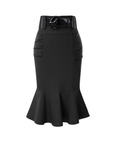 Women Pencil Skirt With Belt High Waist Slim Fit Mermaid Skirts Midi Craft Length Bodycon Skirt Office Lady Workwear $41.40 -...