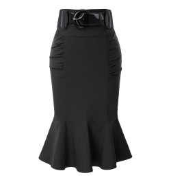 Women Pencil Skirt With Belt High Waist Slim Fit Mermaid Skirts Midi Craft Length Bodycon Skirt Office Lady Workwear $41.40 -...