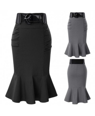 Women Pencil Skirt With Belt High Waist Slim Fit Mermaid Skirts Midi Craft Length Bodycon Skirt Office Lady Workwear $41.40 -...