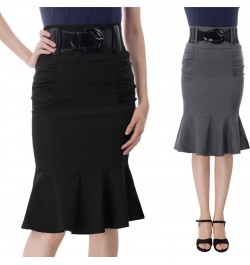 Women Pencil Skirt With Belt High Waist Slim Fit Mermaid Skirts Midi Craft Length Bodycon Skirt Office Lady Workwear $41.40 -...