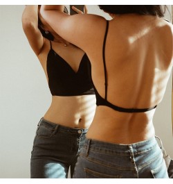 Sexy U Backless Bras for Women Underwear Comfort Ice Silk Wireless Bralette Top Thin Seamless Lingerie Plus Size Bras for Wom...