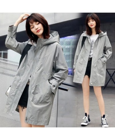 Jacket Women Loose Casual Trench Coat 2022 Spring New Fashion Long Slim Hooded Thin Outdoor Sports Coats Female A950 $76.95 -...