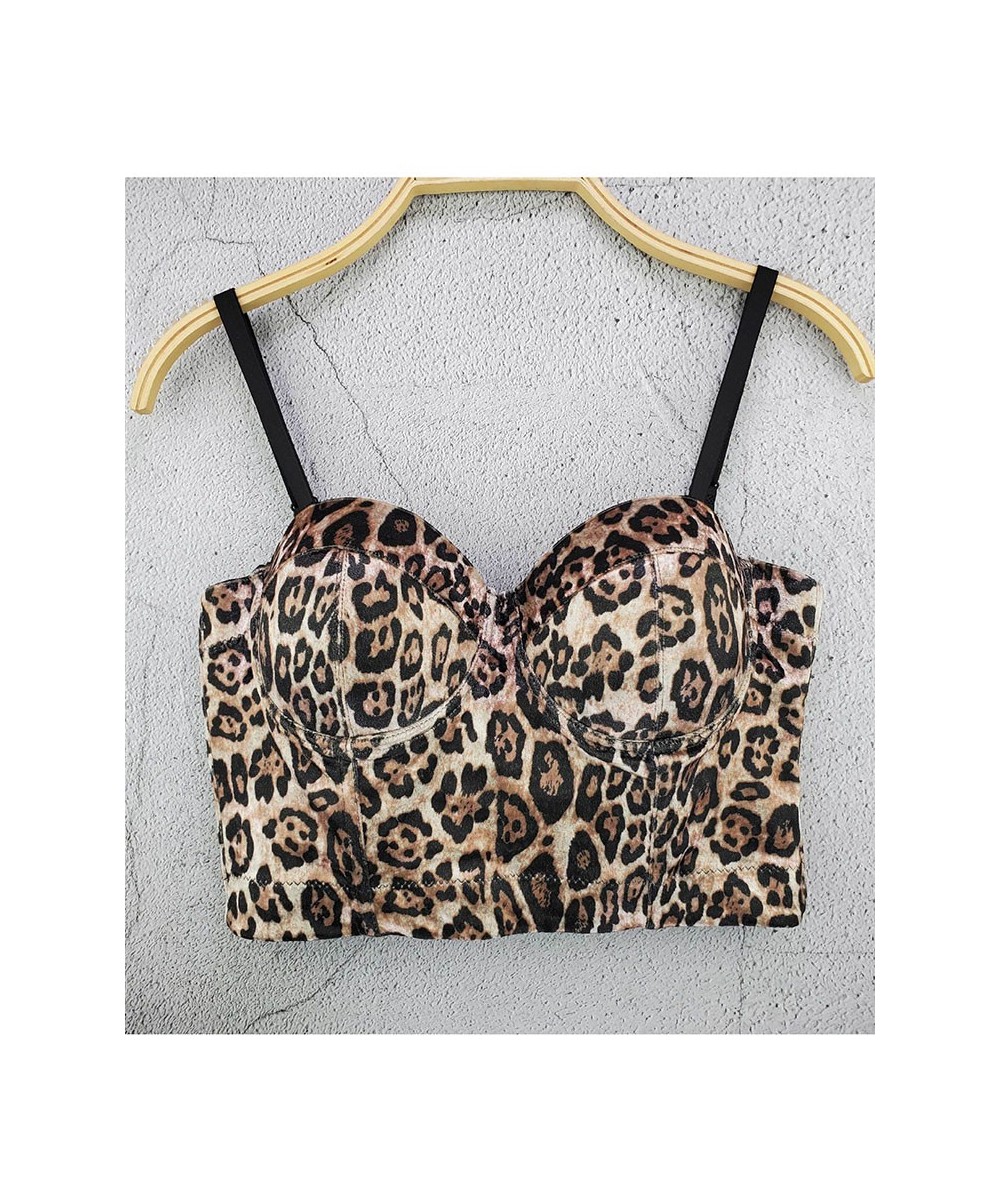 Leopard Print Velvet Corset For Women Sexy Cropped Top Corset Bra Lingerie Bustier Removable Shoulder Straps Party Camisole T...