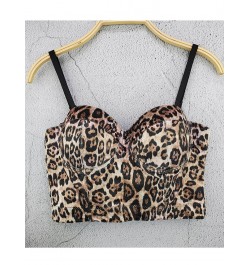 Leopard Print Velvet Corset For Women Sexy Cropped Top Corset Bra Lingerie Bustier Removable Shoulder Straps Party Camisole T...