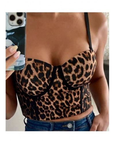 Leopard Print Velvet Corset For Women Sexy Cropped Top Corset Bra Lingerie Bustier Removable Shoulder Straps Party Camisole T...