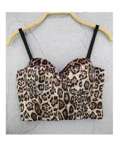 Leopard Print Velvet Corset For Women Sexy Cropped Top Corset Bra Lingerie Bustier Removable Shoulder Straps Party Camisole T...