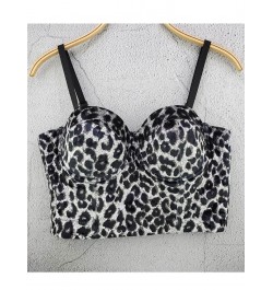 Leopard Print Velvet Corset For Women Sexy Cropped Top Corset Bra Lingerie Bustier Removable Shoulder Straps Party Camisole T...