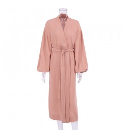 Sleep Wear Women Kimono Night Gown Solid Cardigan Nightgown Cotton Casual Fashion Home Clothing Womens Lace Up Robe Pajamas $...