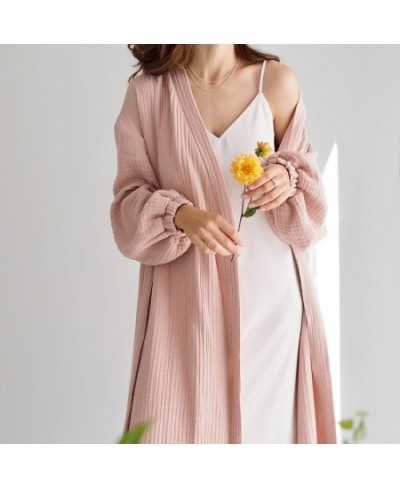 Sleep Wear Women Kimono Night Gown Solid Cardigan Nightgown Cotton Casual Fashion Home Clothing Womens Lace Up Robe Pajamas $...