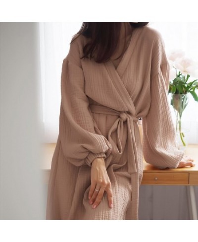 Sleep Wear Women Kimono Night Gown Solid Cardigan Nightgown Cotton Casual Fashion Home Clothing Womens Lace Up Robe Pajamas $...