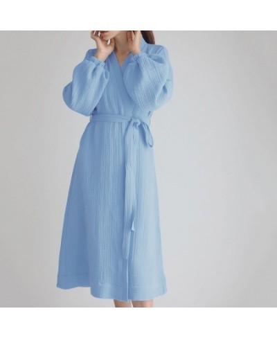 Sleep Wear Women Kimono Night Gown Solid Cardigan Nightgown Cotton Casual Fashion Home Clothing Womens Lace Up Robe Pajamas $...