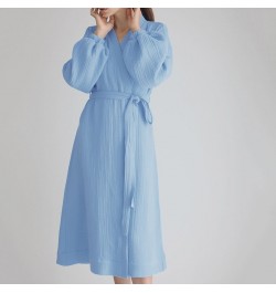 Sleep Wear Women Kimono Night Gown Solid Cardigan Nightgown Cotton Casual Fashion Home Clothing Womens Lace Up Robe Pajamas $...