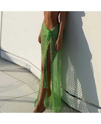 Women High Waisted Summer Beachwear Hollow Out Long Skirt Sexy Solid Color Skinny Slit Pencil Female Skirt 2022 $48.69 - Skirts
