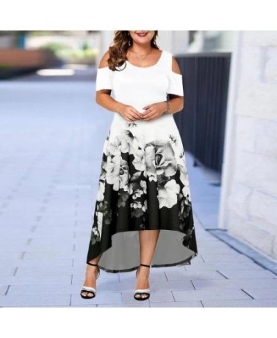 2023 Floral Printed Women's Casual Dress Plus Size Summer Dress Elegant Cold Sleeve Maxi Long dress Female Party Dress $38.26...