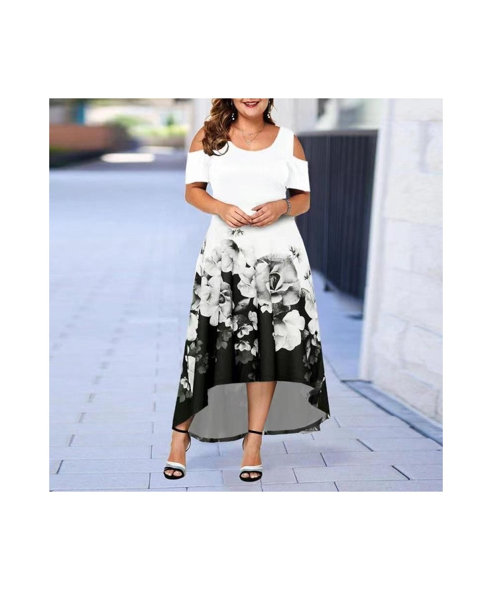 2023 Floral Printed Women's Casual Dress Plus Size Summer Dress Elegant Cold Sleeve Maxi Long dress Female Party Dress $38.26...