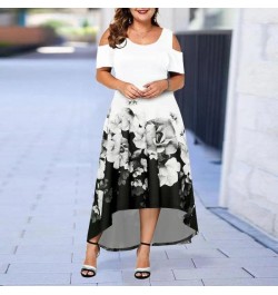 2023 Floral Printed Women's Casual Dress Plus Size Summer Dress Elegant Cold Sleeve Maxi Long dress Female Party Dress $38.26...