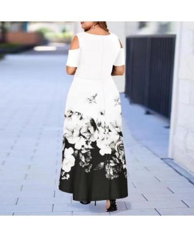 2023 Floral Printed Women's Casual Dress Plus Size Summer Dress Elegant Cold Sleeve Maxi Long dress Female Party Dress $38.26...